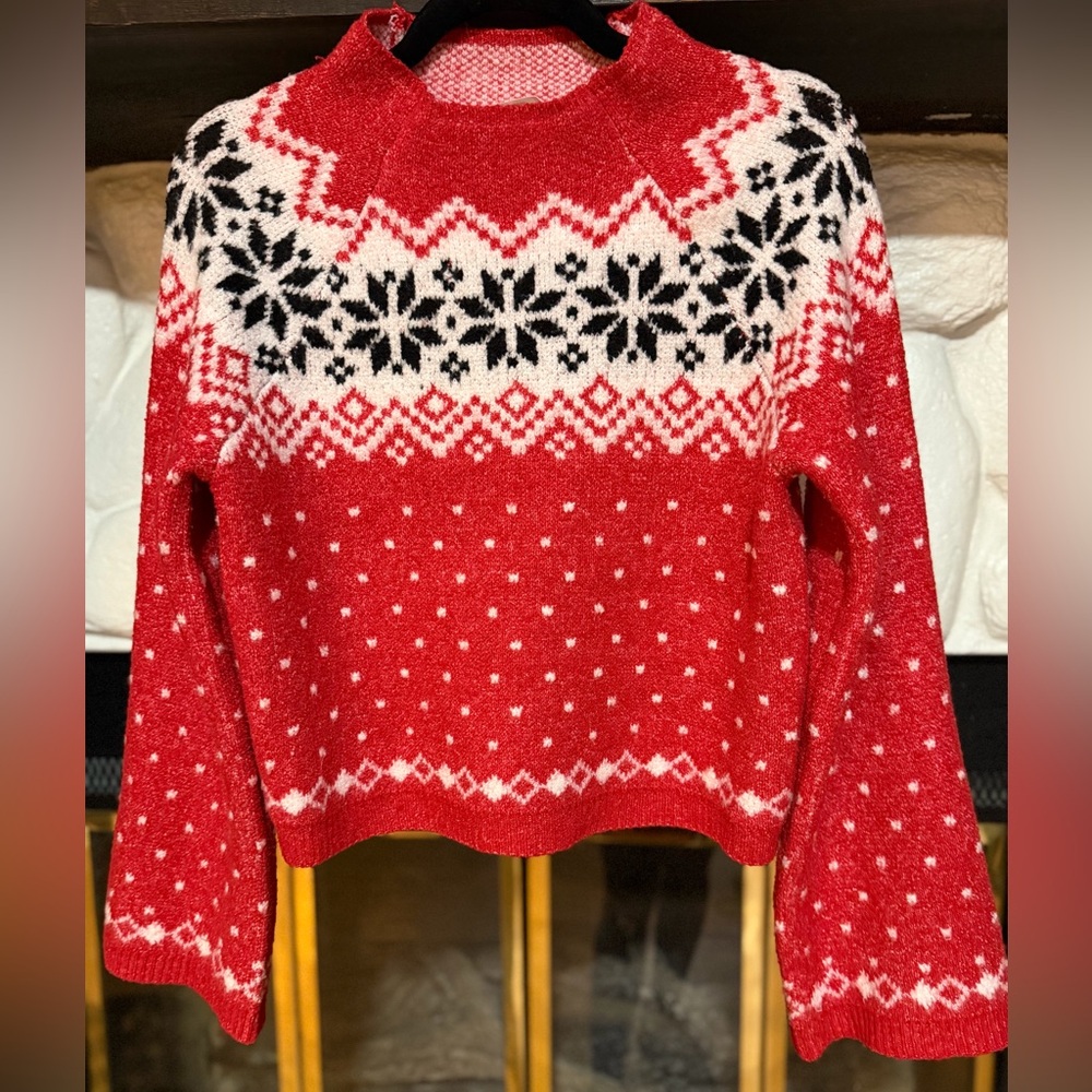 No Boundaries Festive Red and Black Sweater